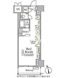 ザ・パークハビオ神楽坂レジデンスSouth 1階ワンルームの間取り