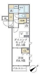 コンポジット早稲田鶴巻町 3階1DKの間取り