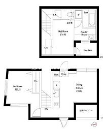 スクエアコート早稲田 1階2DKの間取り