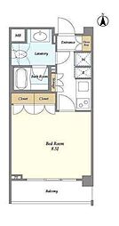 オーキッドレジデンス神楽坂 1階1Kの間取り