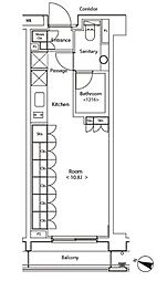 カスタリア新宿夏目坂 4階ワンルームの間取り