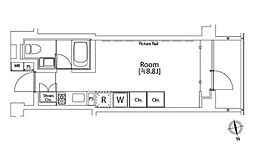 カスタリア市ヶ谷 3階ワンルームの間取り