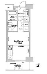 飯田橋ガーデンフラッツ 4階ワンルームの間取り