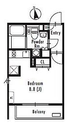 PASEO市谷加賀町 4階ワンルームの間取り