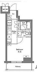 プラウドフラット神楽坂 4階1Kの間取り