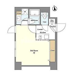 レクシード神楽坂 4階1Kの間取り