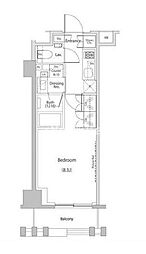 ザ・パークハビオ文京江戸川橋 1Kの間取図画像