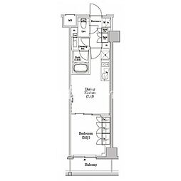 ザ・パークハビオSOHO市谷左内町 1DKの間取図画像