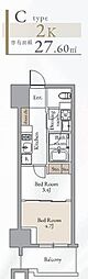 クロスレジデンス高田馬場 2Kの間取図画像