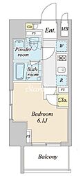 プラウドフラット神楽坂2 1Kの間取図画像