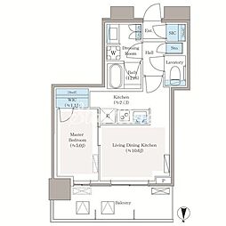 パークシティ中野ザタワーブリーズ 1LDKの間取図画像