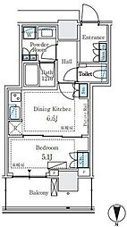 パークシティ中野ザタワーブリーズ 1DKの間取図画像