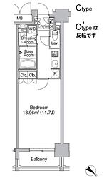 レジディア市ヶ谷2 1Kの間取図画像