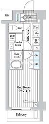 プレール・ドゥーク新宿West 1Kの間取図画像