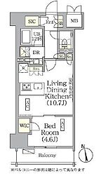 ザ・パークハビオ神楽坂レジデンスSouth 1LDKの間取図画像