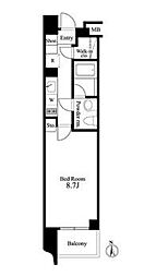 Primal新宿若松町 1Kの間取図画像