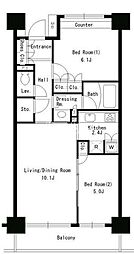 パークアクシス文京ステージ 2LDKの間取図画像