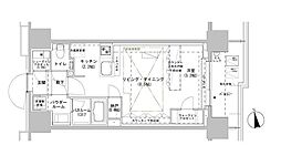 パークスフイア牛込神楽坂 ワンルームの間取図画像