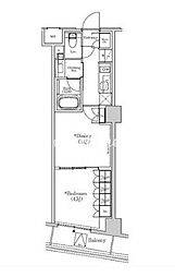 ザ・パークハビオSOHO市谷左内町 1DKの間取図画像