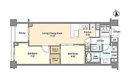 ブランズ牛込柳町 2LDKの間取図画像