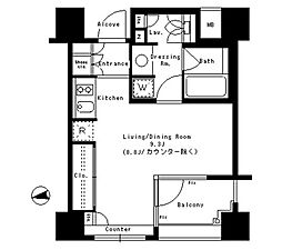 パークアクシス神楽坂ステージ ワンルームの間取図画像