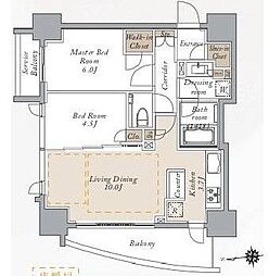 PRIMALCITY神楽坂 2LDKの間取図画像
