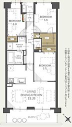 ハーモニータウン新取手弐番館 3LDKの間取図画像