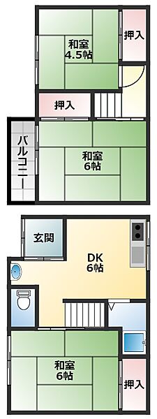 松原市岡5丁目貸家 ｜大阪府松原市岡5丁目(賃貸一戸建3DK・1階・51.34㎡)の写真 その2