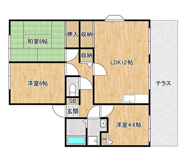 クレスト羽曳野IIB棟 ｜大阪府羽曳野市伊賀1丁目(賃貸アパート3LDK・1階・66.83㎡)の写真 その2