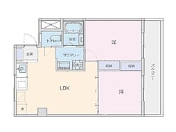 ひばりヶ丘ハイツA 2LDKの間取図画像