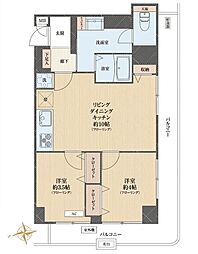 メロンむさし野 2LDKの間取図画像