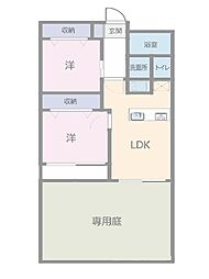 小金井第2コーポラス 2LDKの間取図画像