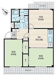 根岸KSマンション 3DKの間取図画像