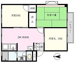 コスモハイツ2 3DKの間取図画像