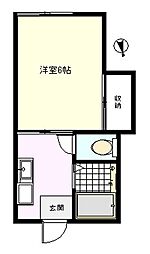 みのるコーポ 1Kの間取図画像