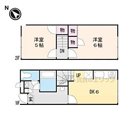 JR東海道・山陽本線 安土駅 徒歩11分の賃貸テラスハウス 1階2DKの間取り