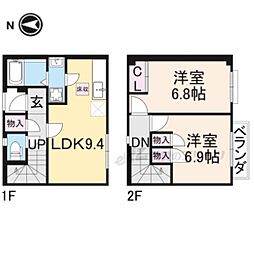 クレストステージII 2階2LDKの間取り