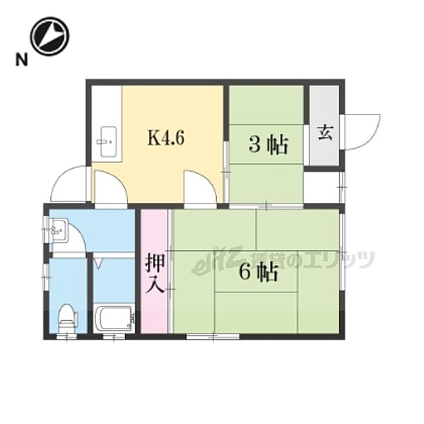 滋賀県草津市野村３丁目(賃貸アパート2DK・2階・33.00㎡)の写真 その2