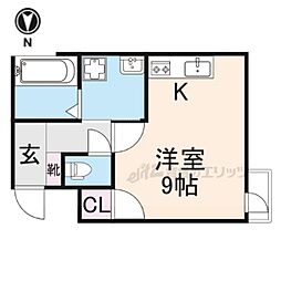 JR北陸本線 長浜駅 徒歩6分の賃貸アパート 2階ワンルームの間取り