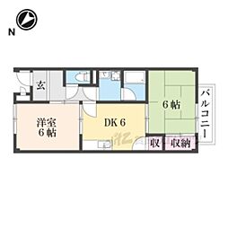 メゾン若松 2階2DKの間取り