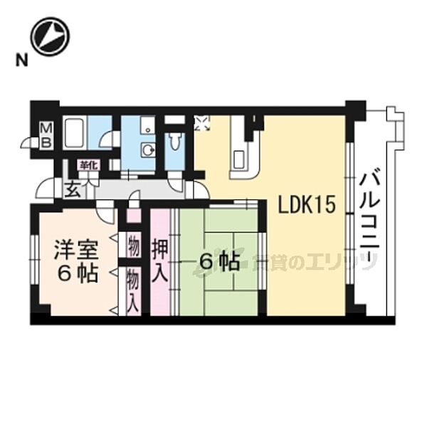 フローラ藤 302｜滋賀県守山市伊勢町(賃貸マンション2LDK・3階・61.33㎡)の写真 その2