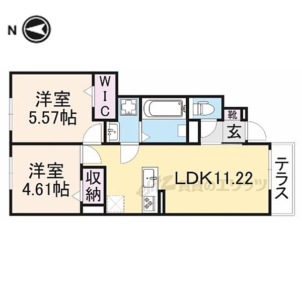 滋賀県大津市大萱５丁目(賃貸アパート2LDK・1階・48.23㎡)の写真 その2