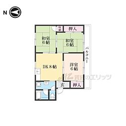 メゾン八幡 3階3DKの間取り