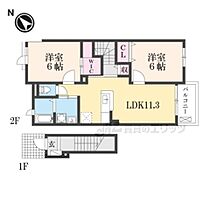 滋賀県愛知郡愛荘町愛知川（賃貸アパート2LDK・2階・58.21㎡） その2