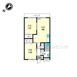 駅前コーポラス 4階2LDKの間取り