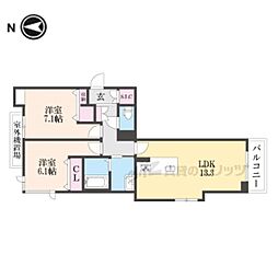 JR北陸本線 長浜駅 徒歩22分の賃貸マンション 3階2LDKの間取り