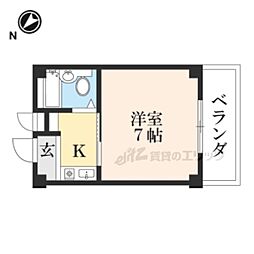 レーク山一 3階1Kの間取り