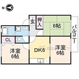 サニースクエアＡ 1階3DKの間取り