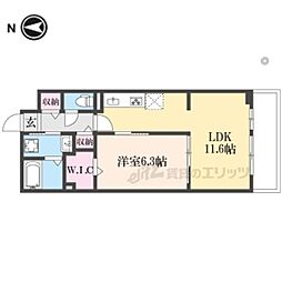 ディアコート唐崎 1階1LDKの間取り