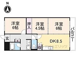 JR北陸本線 米原駅 徒歩5分の賃貸マンション 2階3DKの間取り